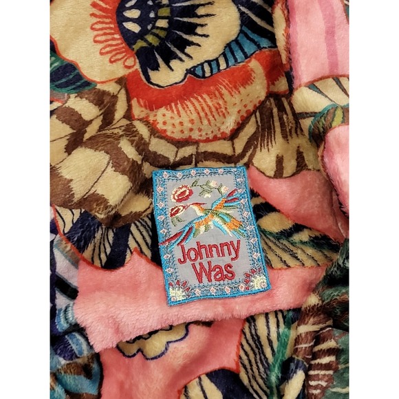 Johnny Was Single Strap Shoulder Sling Drawstring Sherpa Fleece Bucket Bag Boho - Picture 6 of 11